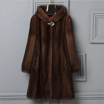 

Mink fur 2019 imitated mink coat coat mink coat in haining mink hooded women's long spot