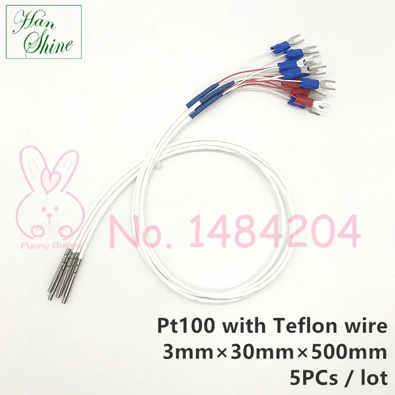 Датчик температуры PT100 3 мм * 30 зонд RTD с платиновым сопротивлением жильный белый