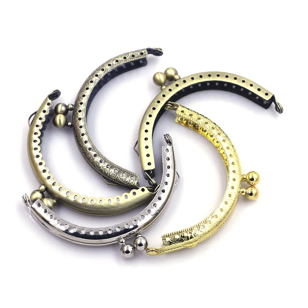 8.5cm Arch Metal Purse Frames Kiss Clasps Handbag Handles Double Ball DIY Crafts Luggage Bag Accessories Replace Parts 5 Colors