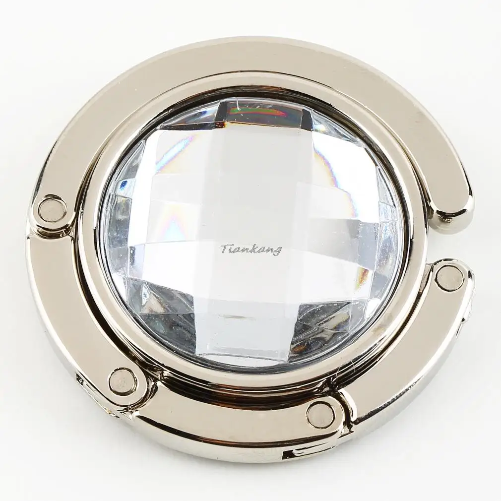 Worldwide Women Purse Folding Rhinestone Crystal Alloy Handbag Bag Hanger Hook Holder Portable