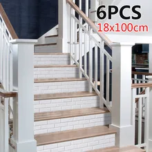 6pcs Removable Stairs Stickers 18*100cm PVC Stair Wallpaper White 3D Waterproof Background Home Decoration 6pcs Removable Stairs Stickers 18*100cm PVC Stair Wallpaper White 3D Waterproof Background Home Decoration