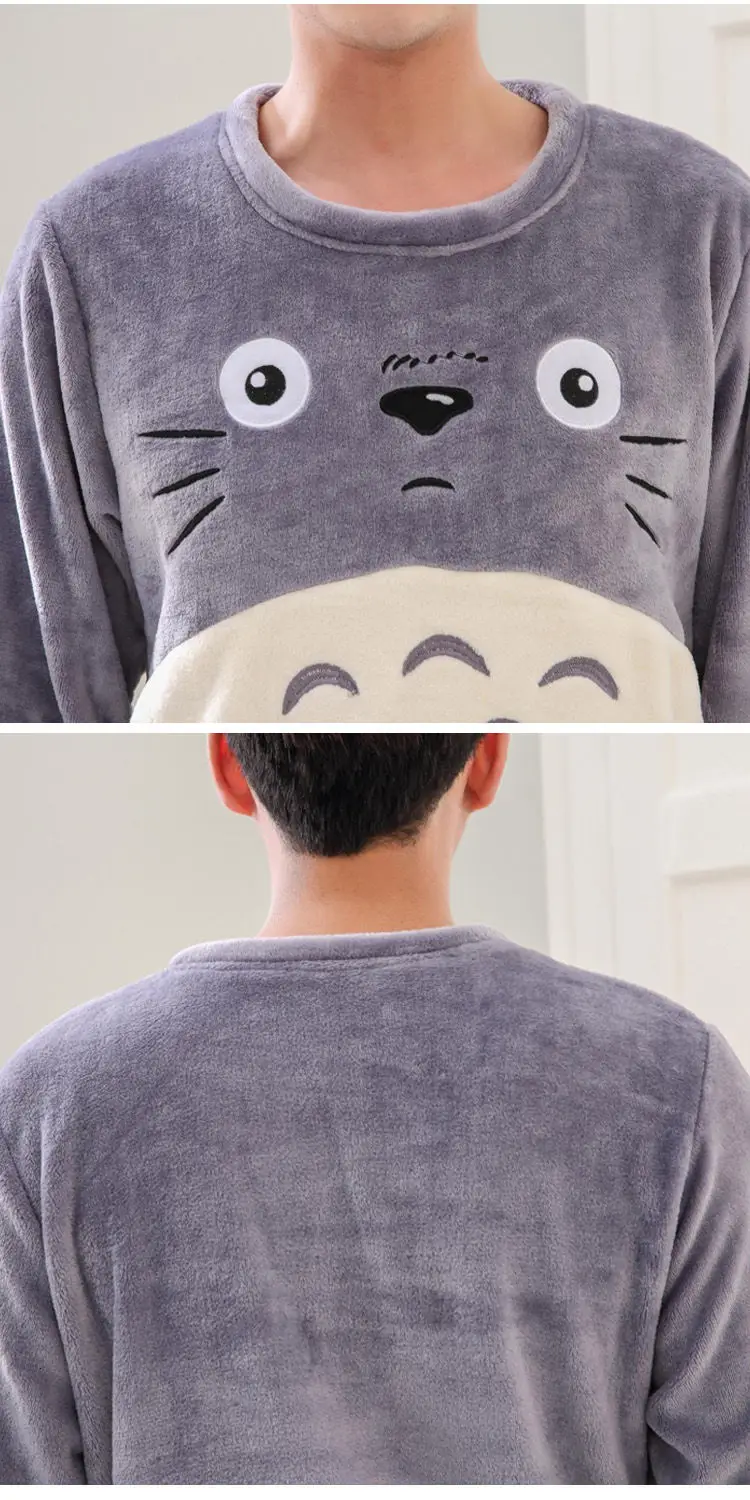 4XL размера плюс Мужские пижамные комплекты зимние Длинные коралловые флисовые Мультяшные полосатые толстые теплые пижамы для мальчиков Pijama Mujer повседневные пижамы