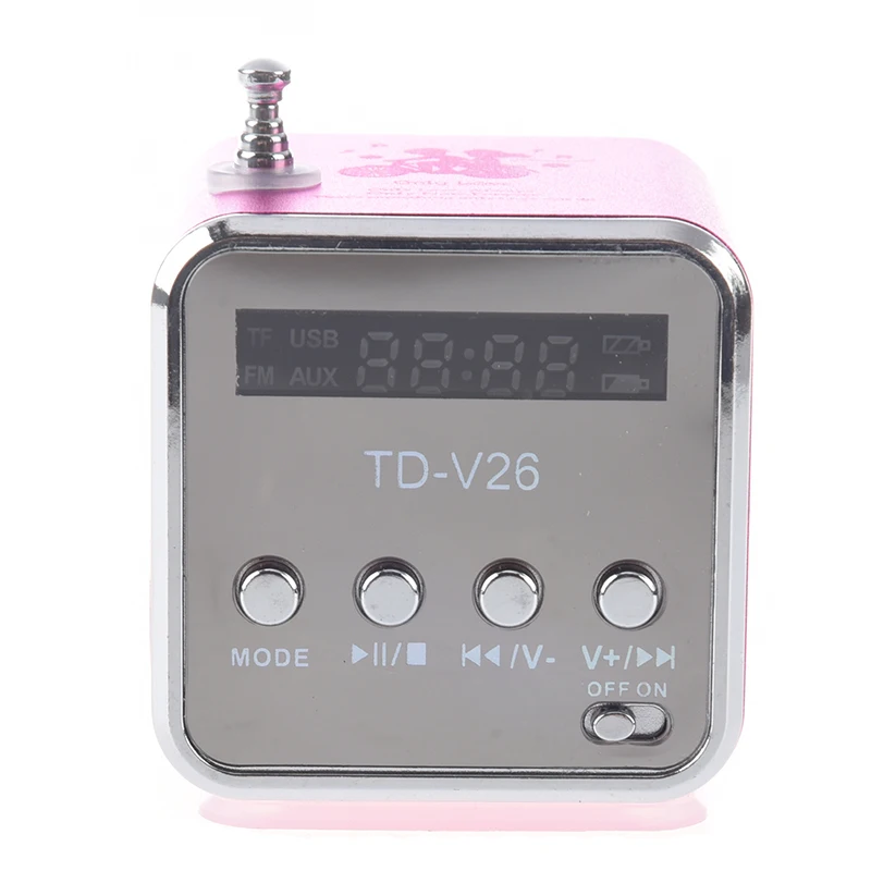 TD V26 портативный мини цифровой динамик с Micro SD / TF / USB /FM (розовый)|Портативные колонки| | АлиЭкспресс