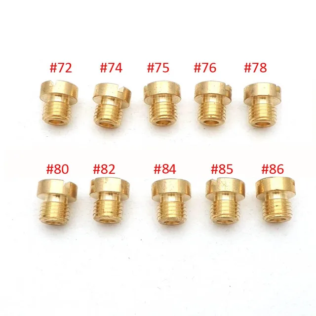 Pack of 10pcs Carburetor Main Jet M6 M5 6mm 5mm Thread for DellOrto BGM Motoforce Carburetor Injector Nozzle Size 50-200 72-86 (M6)