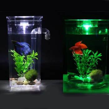 

Plastic Aquarium mini Fish Tank Decoration Easy to Change Water Fish bowl With Light Mini Aquarium Decoration Accessories