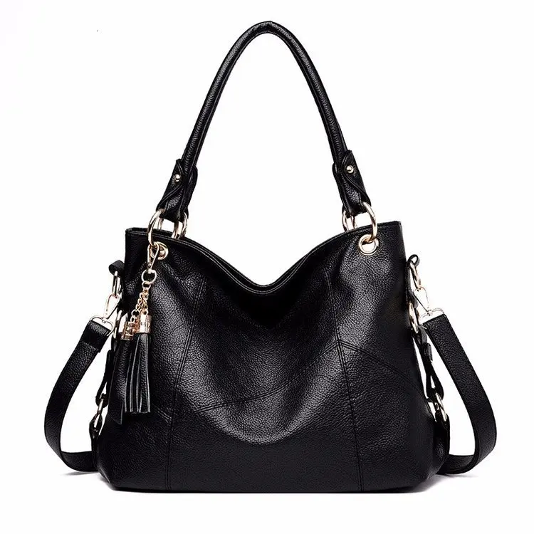 Роскошные женские сумки, дизайнерские сумки высокого качества из искусственной кожи, женская сумка через плечо, женская сумка через плечо - Цвет: black