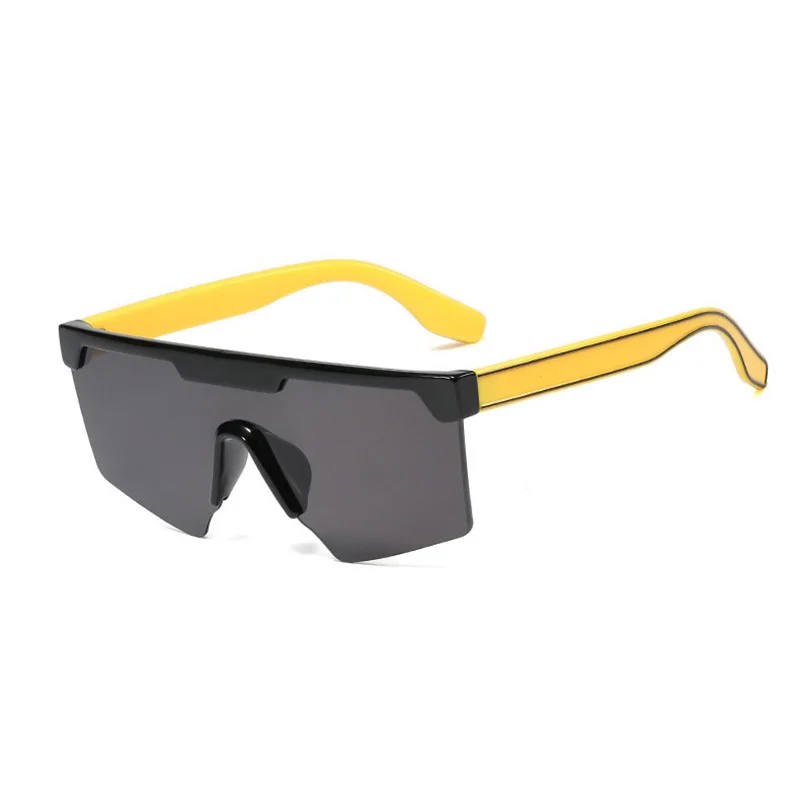 SHAUNA, европейский стиль, для мужчин и женщин, негабаритных размеров, соединенные Квадратные Солнцезащитные очки, модные цельные очки, солнцезащитные очки, летние тени - Цвет линз: Black yellow gray