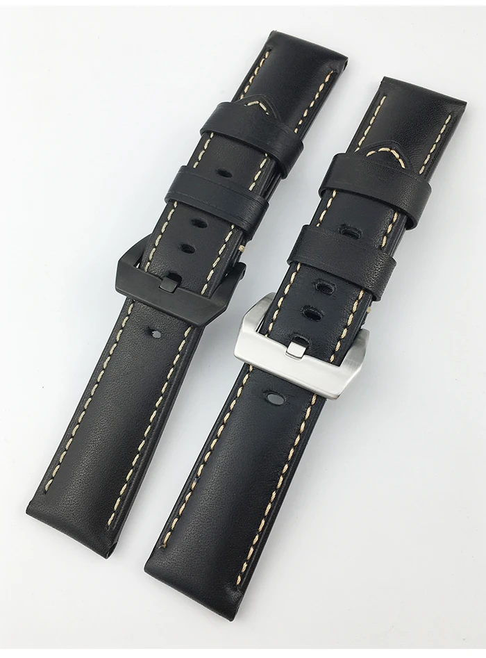 24 мм итальянский воловья кожа ремешок для часов черный игла Пряжка ремешок специально для Panerai часы серии аксессуары для мужчин