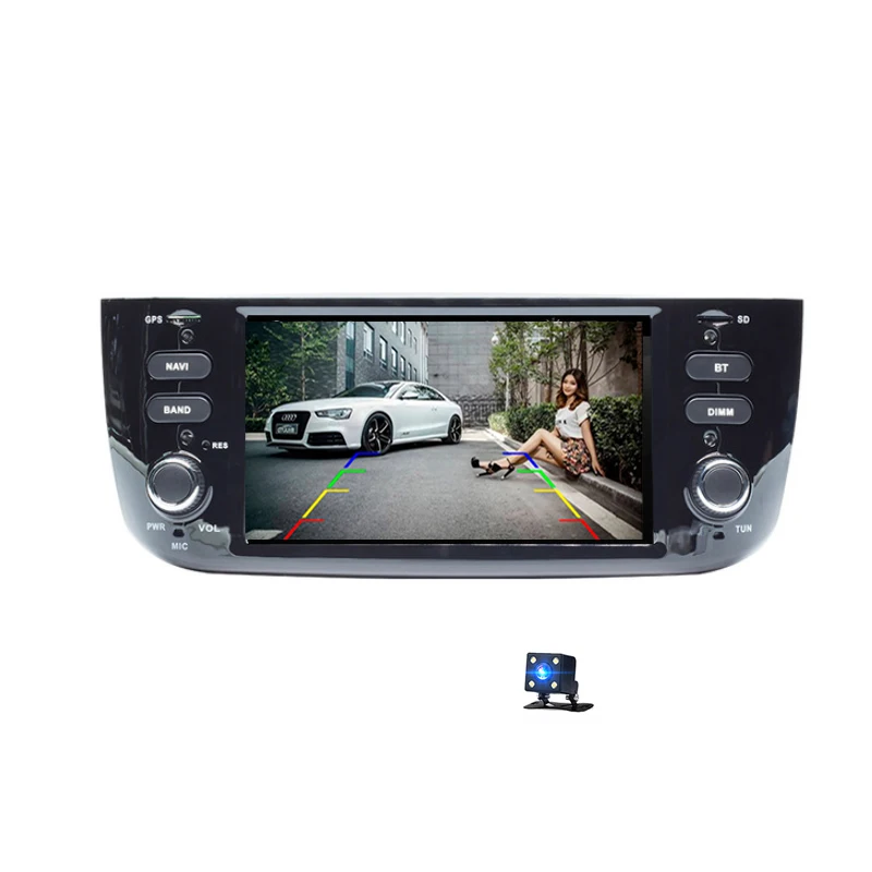 Android 10,0 ips Авторадио 1 Din автомобильный DVD мультимедийный плеер для Fiat Linea Punto evo 2012 2013 gps Навигация стерео - Цвет: with reverse camera
