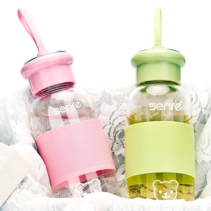 Стеклянная портативная бутылка для воды модная Милая бега красочная милая