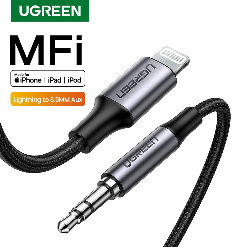 Ugreen MFi Lightning to 3 5mm Aux Cable for iPhone 11 Pro Max X 7 3 5mm Jack Male 1M Cable Car Converter Headphone Audio Adapter
