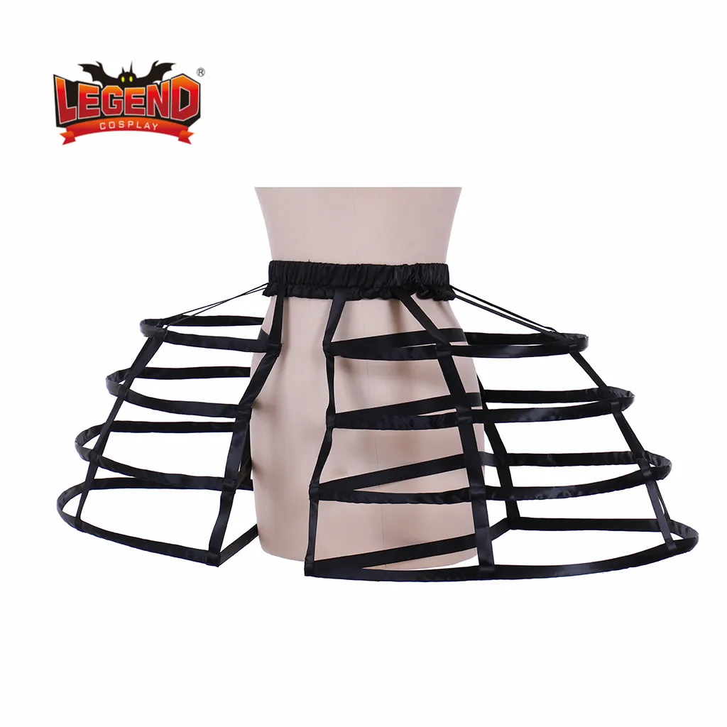 Victorian Rococo Dress Petticoat Crinoline Underskirt Ladies black Cage Frame Pannier 18th century stage pannier