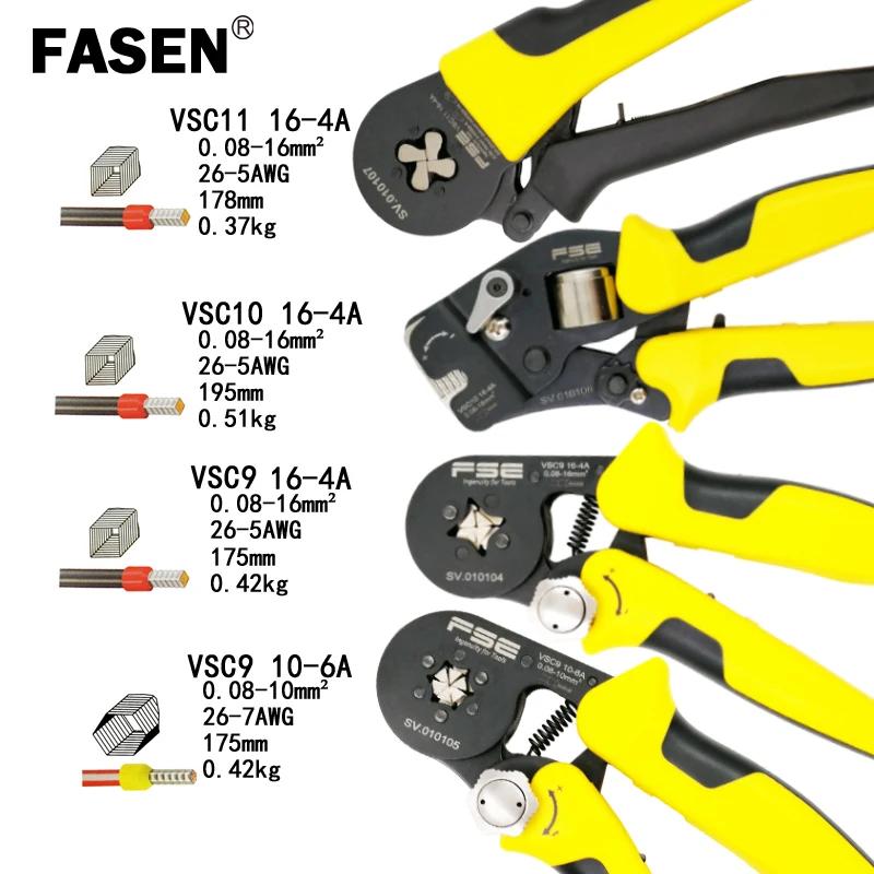 

High precision crimping pliers 0.08-16mm2 26-5AWG for tube type needle terminal square and hexagon manual adjustment tools
