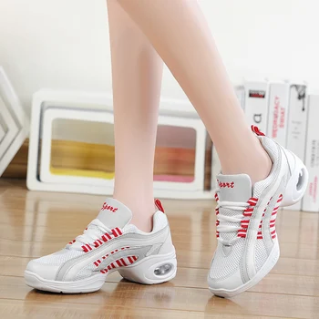 

2020 Summer Mesh Jazz Shoes Woman Ladies Modern Soft Outsole Dance Sneakers Breathable Lightweight Dancing Fitness Shoes