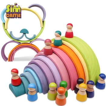 

Baby Rainbow Building Blocks Large Size Stacker Wooden Colourful Micro Toys for Kid Gift Creative Educational Toys for Children