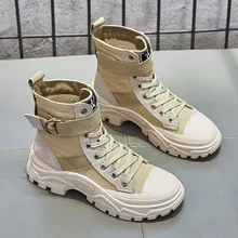 Зимние женские ботинки в стиле ретро; дышащая теплая обувь с высоким берцем; увеличивающие рост женские ботильоны; ботинки на толстой платформе; J5-88