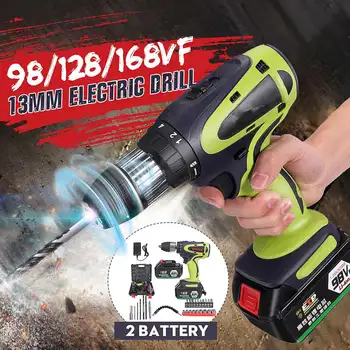 

250W 98/128/168VF Electric Cordless Screwdriver Drill Wireless Power Driver Electric Drilling Machine With Rechargeable Battery