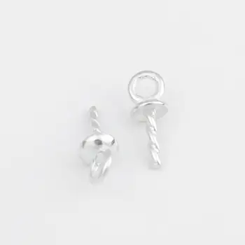

DoreenBeads Sterling Silver Pearl Pendant Connector Bail Pin Cap Silver DIY Gifts Jewelry Findings,1 Gram (Approx 15-16 PCs)