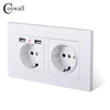 COSWALL 2 Gang Russia Spain EU Standard Wall Socket With 2 USB Charge Port Hidden Soft LED Indicator PC Panel Black White Grey ► Photo 2/5