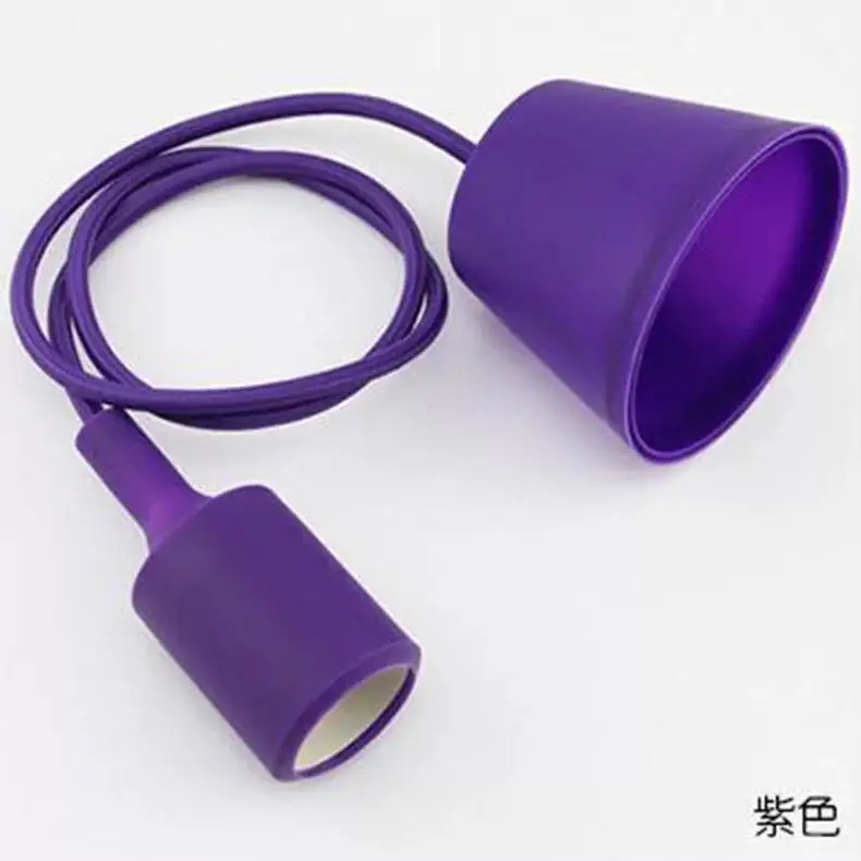 Purple E27 цветная лампа, подвесной светильник из проволоки для ресторана, бара, цветная модная подвесная проволока, 1 метр, Потолочная плетеная силиконовая лампа - Цвет корпуса: Purple