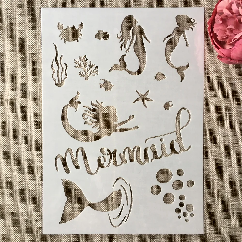 

29cm A4 Beautiful Mermaid DIY Layering Stencils Wall Painting Scrapbook Coloring Embossing Album Decorative Template