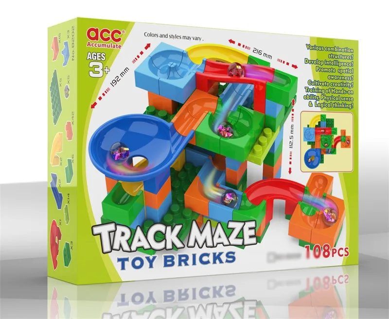 

Large Particles DIY Flexible Slide Camera Track Building Blocks 3-6-Year-Old Educational Children Fight Inserted Ball Bearing Pi