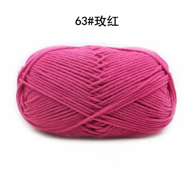 Hot Sale Multi Color Cotton Silk Knitting Yarn Soft Warm Baby Yarn for Hand Knitting thread Supplies 50g/lot No.63 Rose Pink