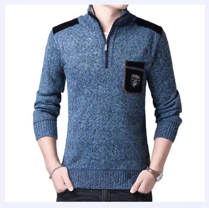 Осень зима мужская водолазка сплошной цвет Повседневный пуловер, свитер мужской плюс бархат утолщение бренд вязаные свитера
