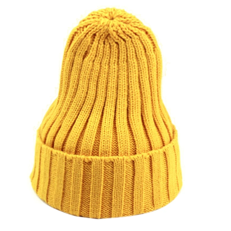 

Unisex Winter Ribbed Knit Pointed Beanie Hat Neon Solid Color Cuffed Skull Cap