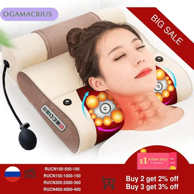 For Sale Heat-Shiatsu-Device Pillow Massage Body-Relaxation Electric-Cervical Healthy OGAMACRIUS 3BjbLp5RM
