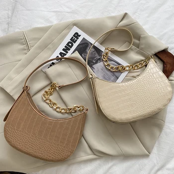 

Alligator Print Chain Hobo Fashion Exquisite Shopping Bag Retro Shoulder Clutch Lady Leather Chain Underam Bag