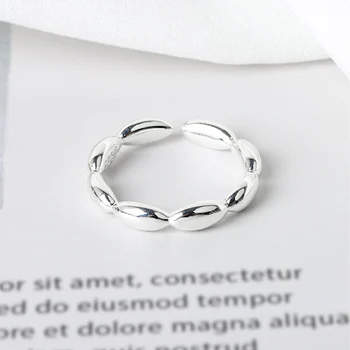 

Real 925 Sterling Silver Rings Irregular Shape Black Enamel Geometric Adjustable For Women Fine Jewelry Minimalist Accessories