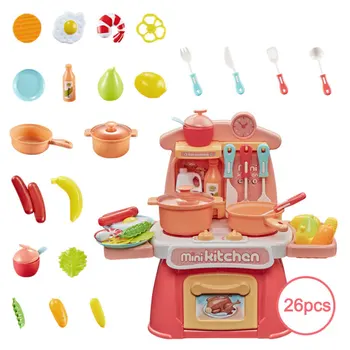 

Kids Simulation Kitchen House Toys Girl Cooking Cutlery Set Baby Kitchen Cooking Simulation Pretend To Play with Light and Music