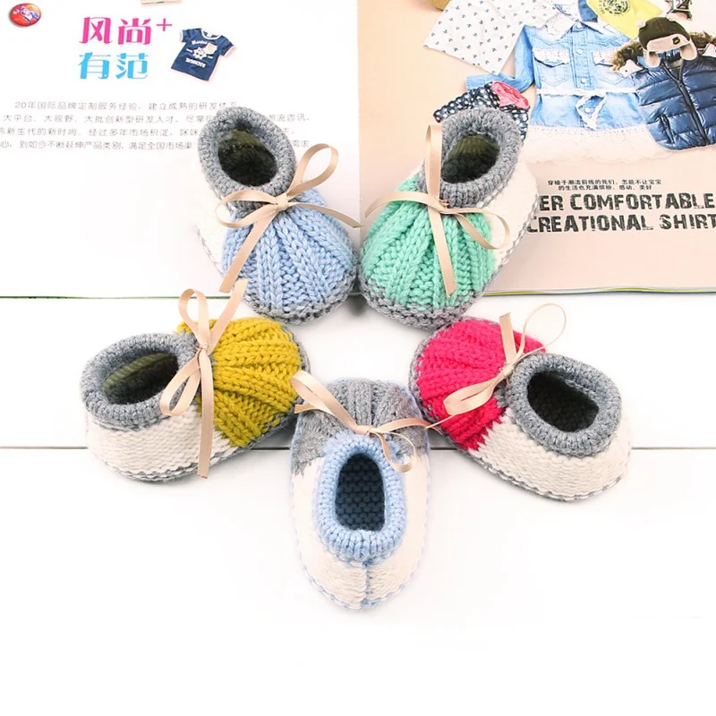 Woolen Baby Shoes Infants Knitted Fleece Warm Boots Toddler Girl Boy Wool Snow Crib Shoes Winter Booties