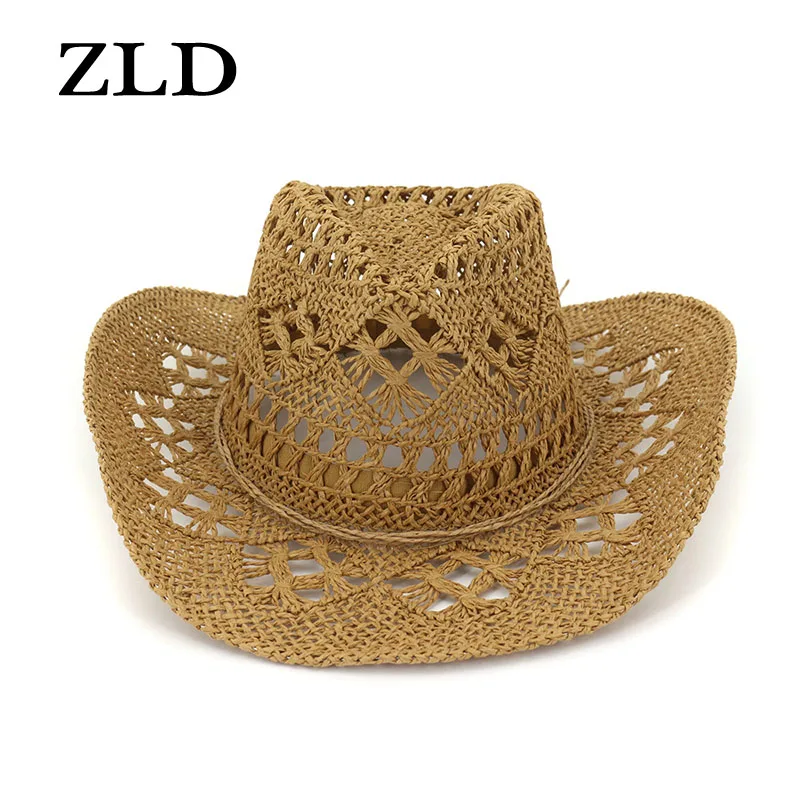 

ZLD New spring and summer outdoor men and women couple hat travel sun visor western cowboy straw hat hand-woven straw hat