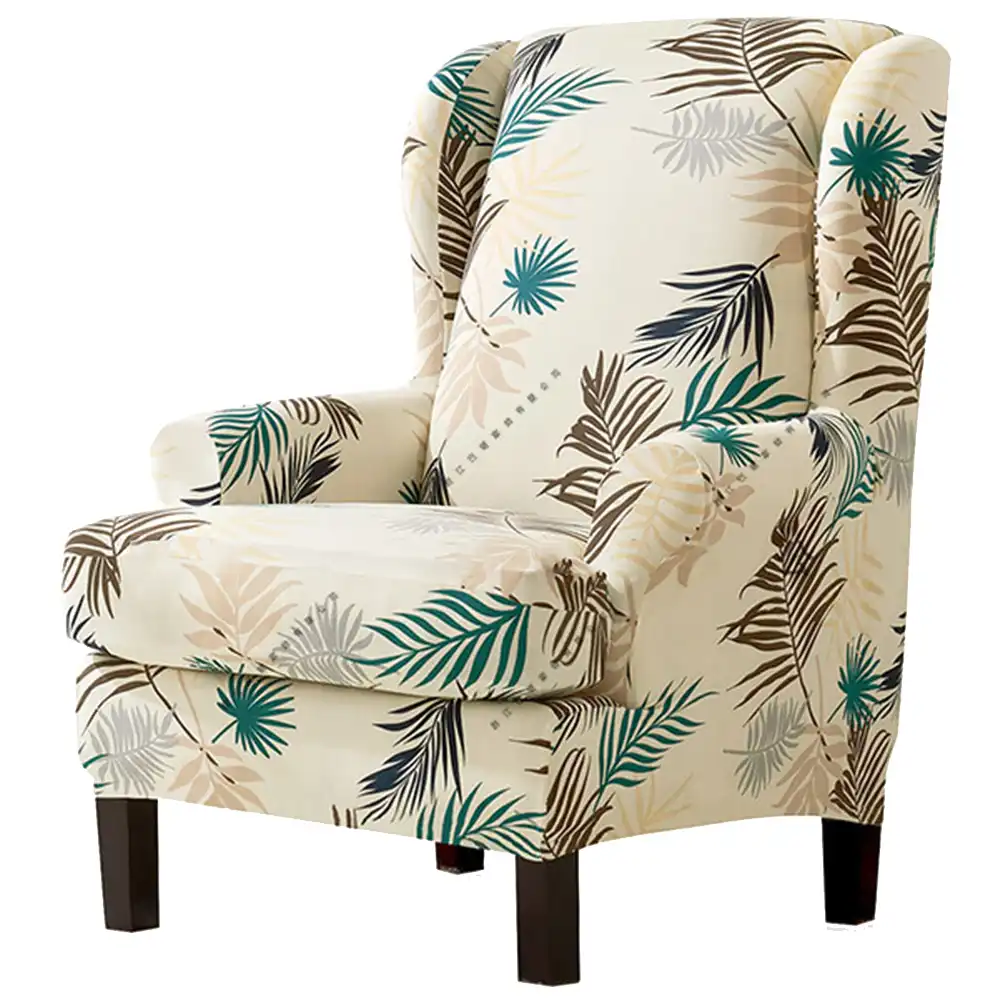 2pcs Set Accessories Leaves Printed Modern Home Removable Elastic Wingback Soft Armchair Wing Chair Slipcover Protective Cover Chair Cover Aliexpress
