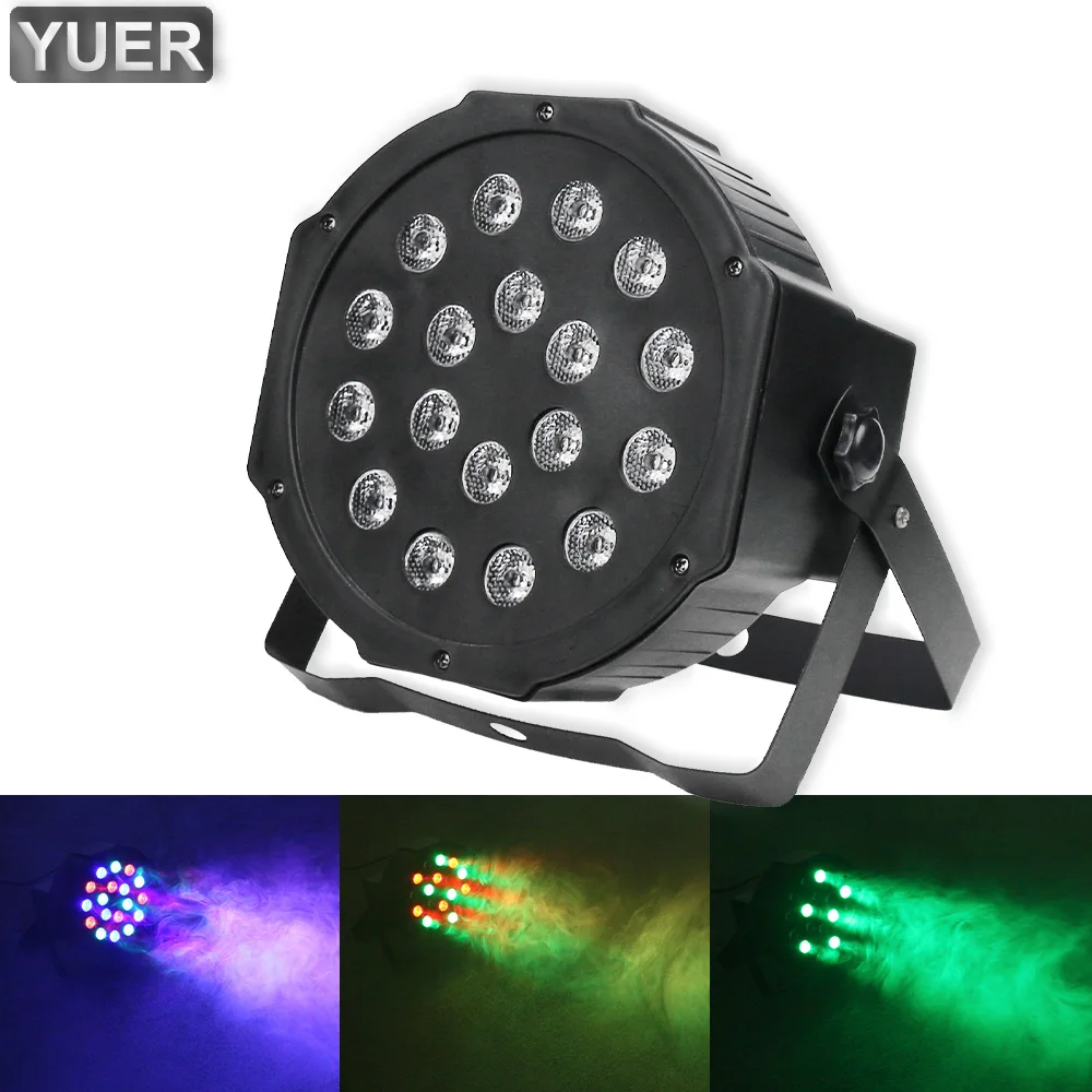 

2021 LED RGB LED 18X1W Flat Par Light DMX512 Party Wedding Disco Effect Wash Lights DJ Club Bar Christmas Darkening Spotlight