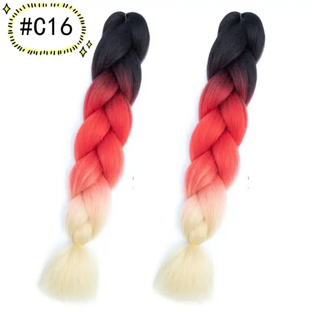 Jumbo Braiding Hair Extensions Kanekalon Braiding Hair 24 Inch Ombre Multiple Tone Colored Synthetic Hair for Women C16