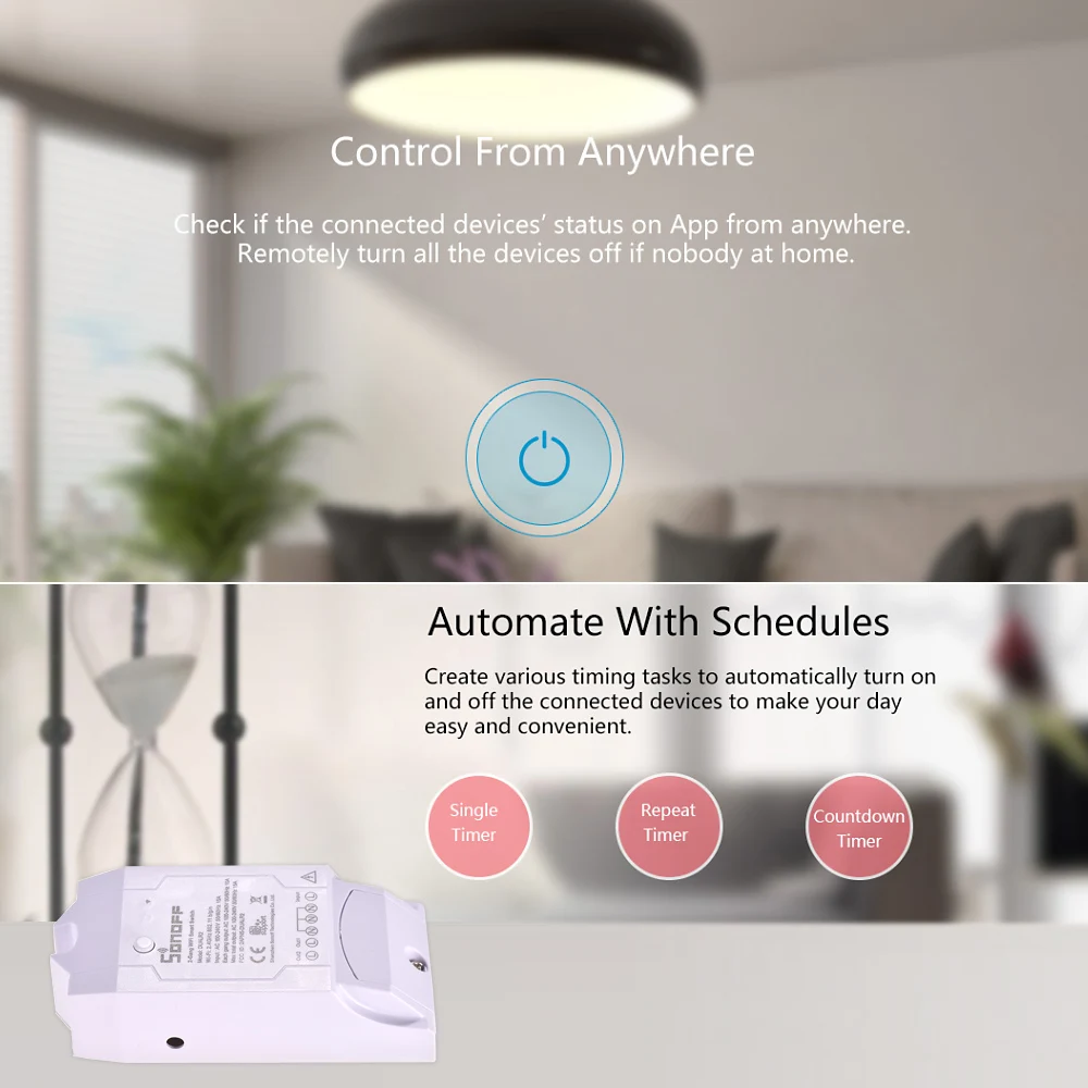 Sonoff Dual R2 2CH Wifi умный переключатель домашний пульт дистанционного управления беспроводной переключатель универсальный модуль Таймер переключатель умный дом управление Лер