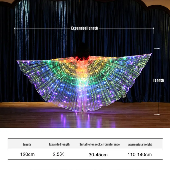 Детский светодиодный плащ для танцев, светящийся, крыло бабочки, танец живота, карнавальный наряд, BJStore