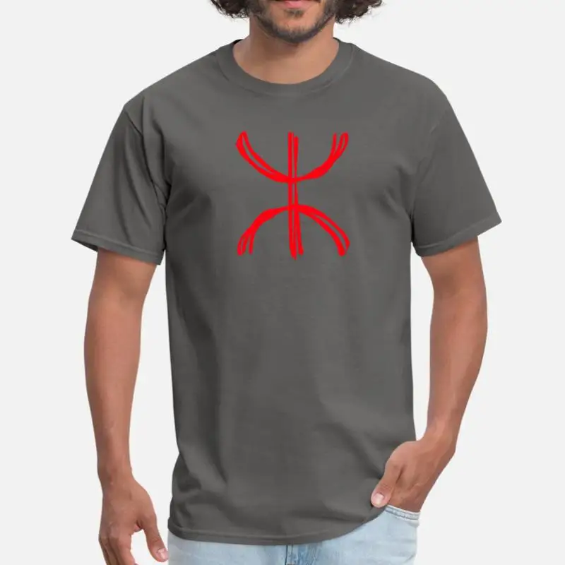 Men-Charcoal Мужская футболка Amazigh на заказ, хлопок, вырез лодочкой, новинка, Мужская футболка с коротким рукавом, одноцветная, высокое качество - Цвет: Men-Charcoal