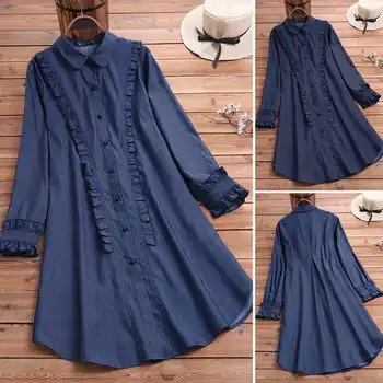 

Stylish Women's Irregular Blouse 2020 ZANZEA Ruffle Tops Casual Button Down Shirts Female Solid Work Blusas Plus Size Tunic 5XL