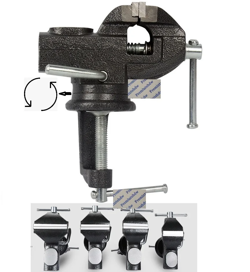 Casted Steel Universal Woodworking Rotate 360° Work Clamp-on Table Vise Swivel Tabletop Clamp 2.5" 3" | Обустройство дома