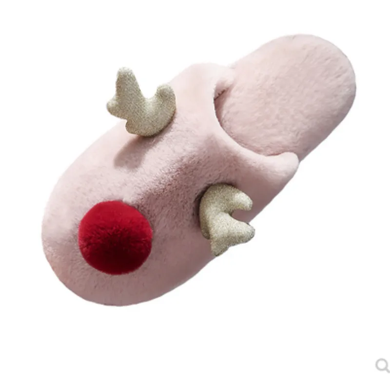 

Ladies Indoor Slippers deer horn winter warm fur Slides Home Shoes Cute Cartoon closed Toe Pink blue Wide Fitting Comfy Footwear