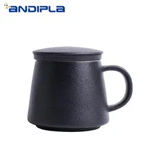 360 мл Винтаж черный Керамика грубая кружка с крышкой фильтр мастер кружка Кофе молока цветок чайная кружка, кружка для воды офисные кружки