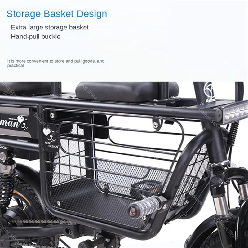 Daibot Electric Bike Bicycle Parent-child Two Wheels Electric Bicycles 48V 80KM Smart Portable Electric Scooter With Three Seats