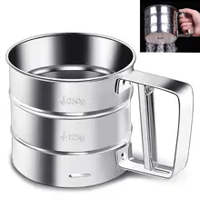 Stainless Steel Flour Sifter Fine Mesh Powder Flour Sieve Icing Sugar Manual Sieve Cup Home Kitchen Gadget Baking Pastry Tools
