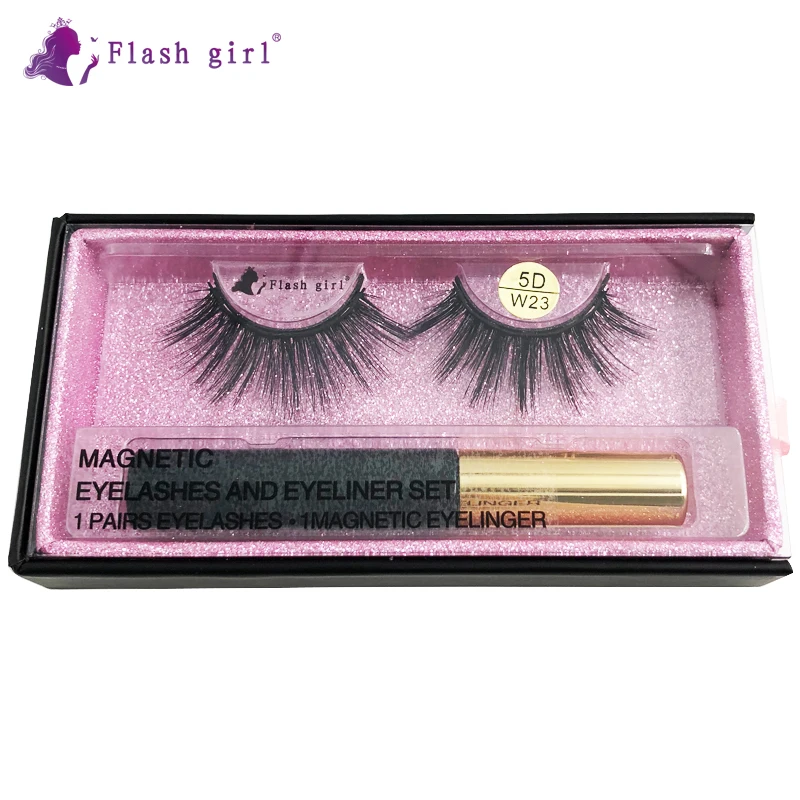 

Flash Girl 5D-W series W23 soft and wispy mink magnetic eyelashes and eyeliner