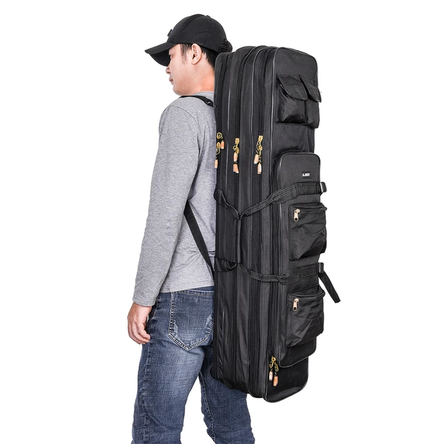 LEO Fishing Bag Backpack 80cm / 100cm 3 Layer Large Capacity Fishing Rod  Reel Carrier Bag Fishing