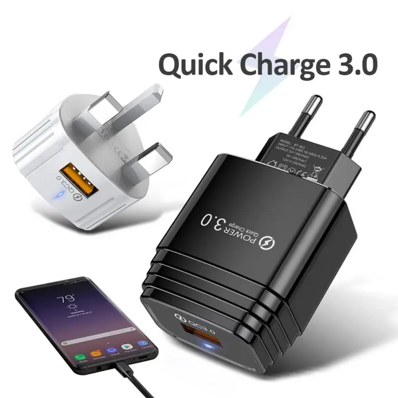 

18W Charger Plug LED Display Instruction QC3.0 Fast Charger Mobile Wall Charger Travel Charging Adapter For iPhone Samsung